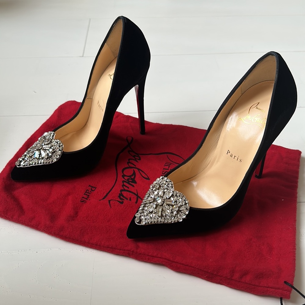 Christian Louboutin Cristocora 120 black velvet heels